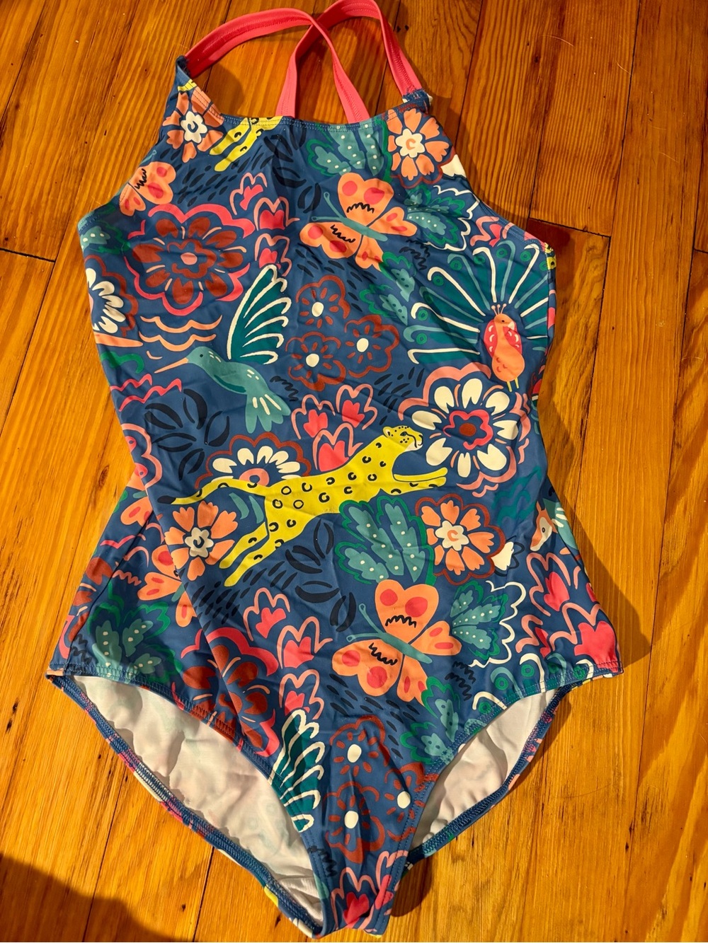 Boden Floral One-Piece Swimsuit with Animal Accent - Navy & Multicolor